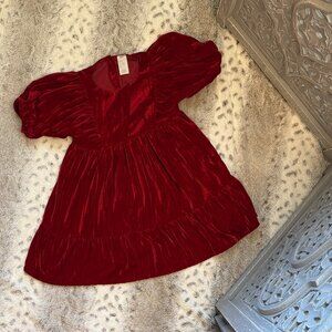 H&M red velvet dress girls 2T formal event holiday party glam girlhoodcore